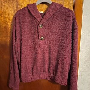 Easel Deep Burgundy Knit Cardigan